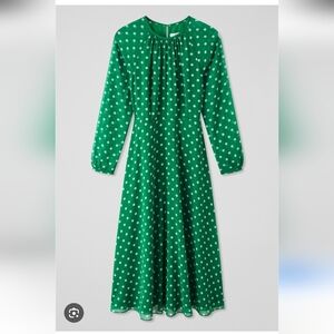 LK Bennett Addison Polka Dot Raglan-Sleeve Midi Dress - Size 14